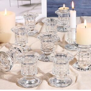 12 pcs clear glass candle holders (25)